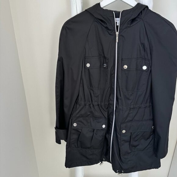 Calvin Klein Women's Black Trenchcoat Windbreaker Jacket Sz S - Picture 5 of 13